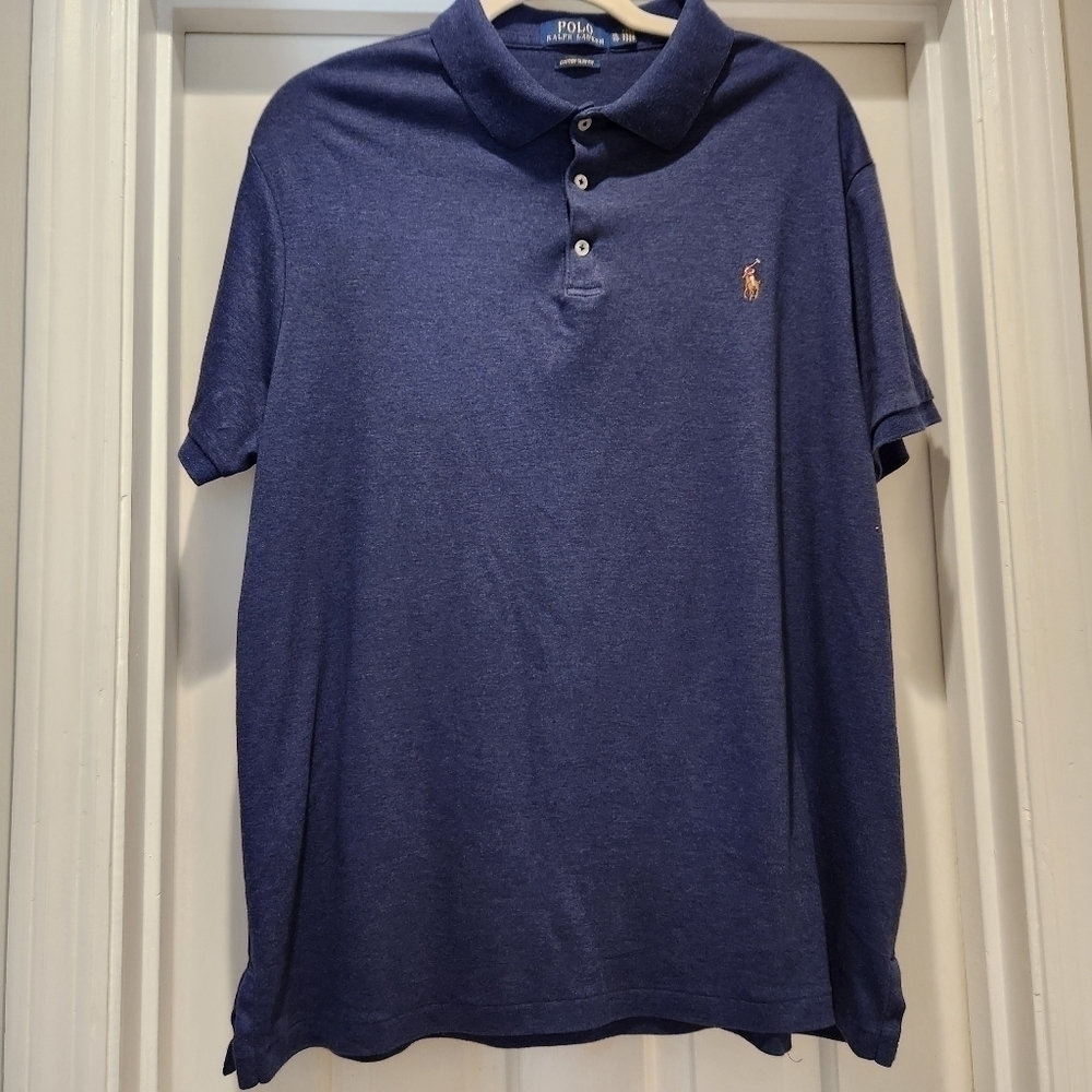 Polo Ralph Lauren icon logo cotton polo slim fit in heathered navy flesh pony